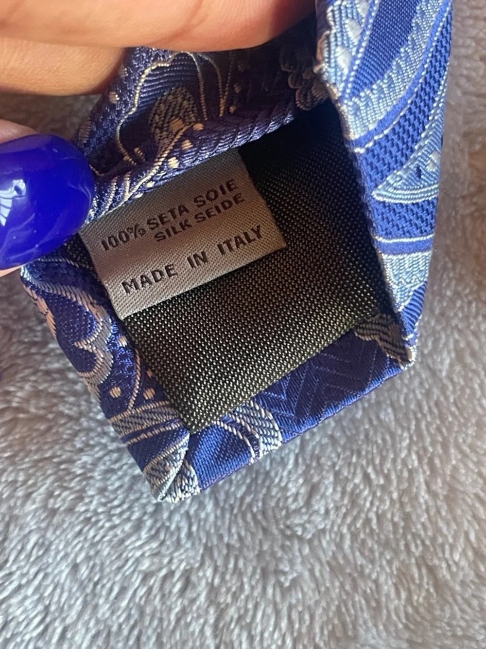 CANALI Italy 100% Silk Paisley Tie Blue Silver 1934 Collection Luxury
